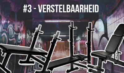 Drie halterbanken met de tekst verstelbaarheid erboven
