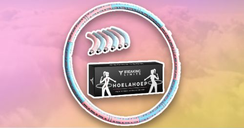 Budget roze met blauw fitness hoelahoep van het merk Breaking Limits