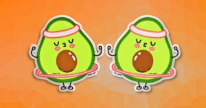 Twee avocado's met een hoelahoep