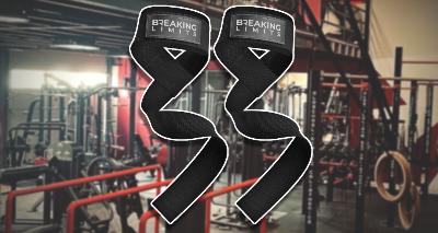 Set zwarte neopreen lifting straps met padding van het merk Breaking Limits