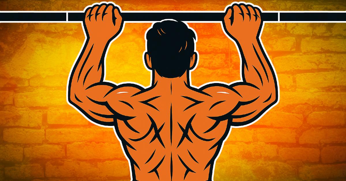 Vector afbeelding van een man die een pull-up aan een stang uitvoert