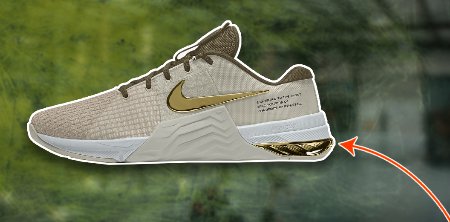 Stijve hak van de Nike Metcon 8 CrossFit schoen