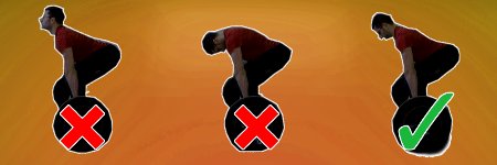 Visuele instructie over de juiste positie van het hoofd bij deadlifts