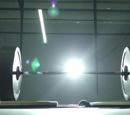 Tekening van een deadlift platform met halterstang onder spotverlichting