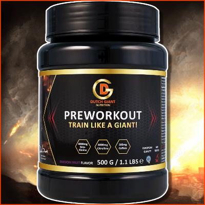 Pre-workout van Dutch Giant Nutrition in de smaak passievrucht
