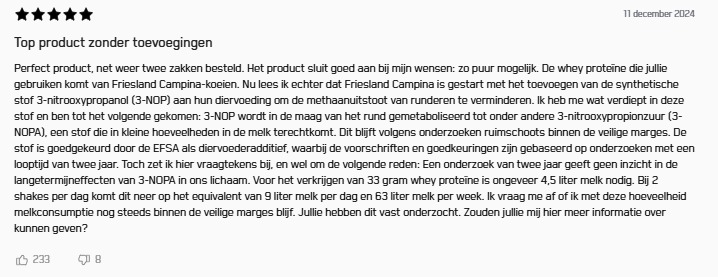 Een kritische recensie van een gebruiker op de eigen website van Upfront