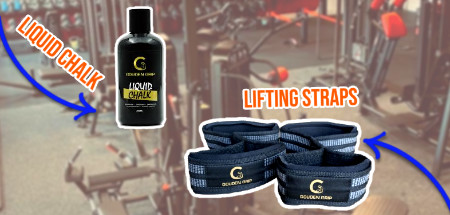 Flesje liquid chalk en 2 katoenen lifting straps