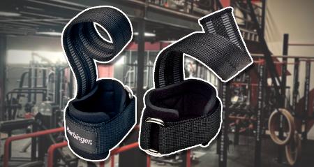 Zwarte nylon lifting straps met metalen gesp van het merk Harbinger