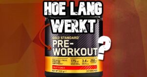 Pot Optimum Nutrition pre workout tegen een oranje achtergrond