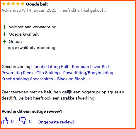 Gebruikersreview op Bol.com van de Lionetic Powerlifting Belt