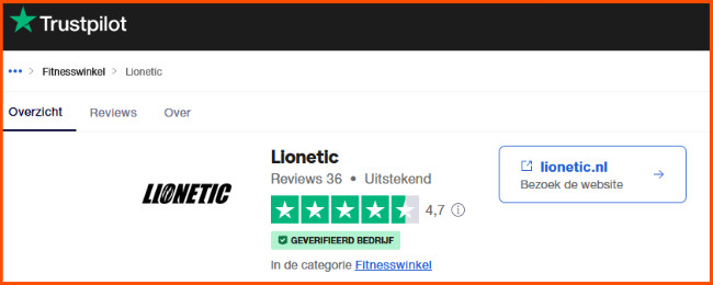 De gemiddelde score van Lionetic op Trustpilot