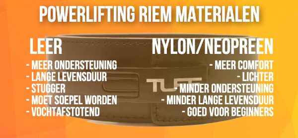 Verschillen tussen verschillende powerlift riem materiaalsoorten