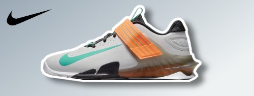 Nike Savaleos krachttraining schoen in de kleurstelling grijs met oranje en turqoise