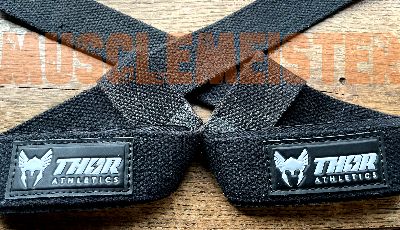 Mijn set zwarte katoenen lifting straps van Thor Athletics