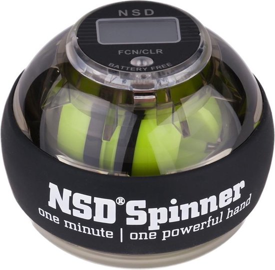 Een NSD Powerball spinner met erbovenop een digitale teller
