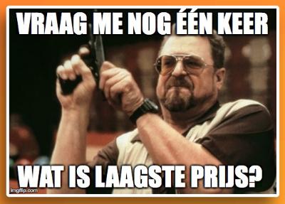 Meme over vragen naar de laagste prijs