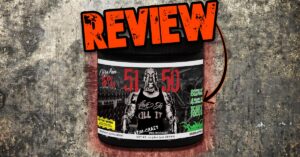 Pot 5150 Pre-Workout met de tekst 'Review' erboven