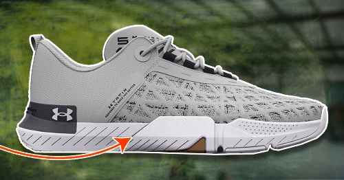Verhoogd zijprofiel van de Under Armour TriBase Reign schoen