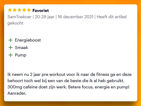 Review op Bol.com van XXL Nutrition Blast! pre workout