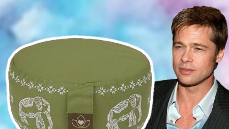 Ronde groene yoga bolster met wit motief