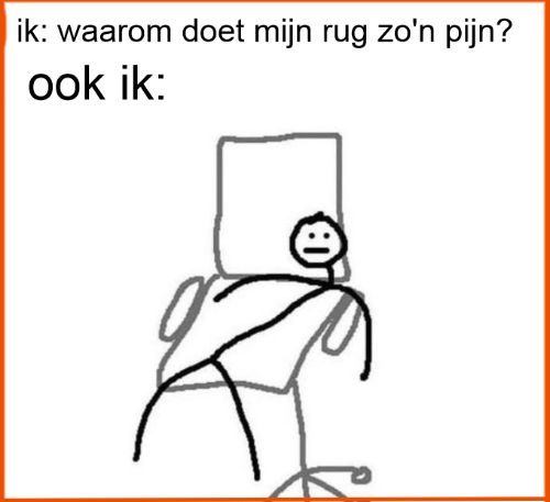 Grap over rugpijn door slecht in een stoel te zitten